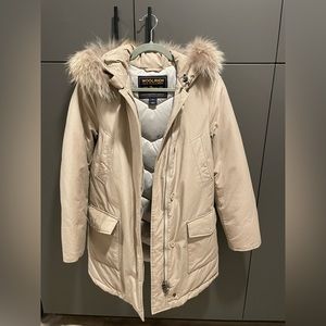 Woolrich Luxury Arctic Parka with Detachable Fur Womens XS beige color